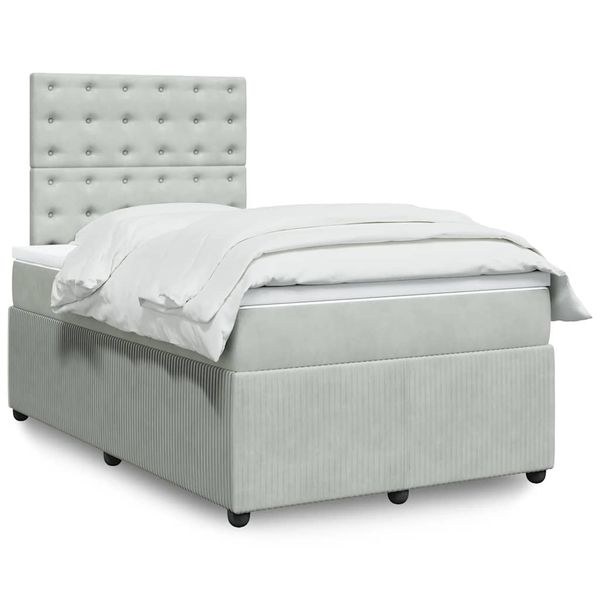 vidaXL Boxspring posteľ s matracom bledosivá 120x190 cm zamat