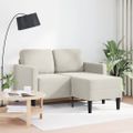 vidaXL 2-miestna pohovka s leňoškou Krémová v tvare L 125 cm Zamat