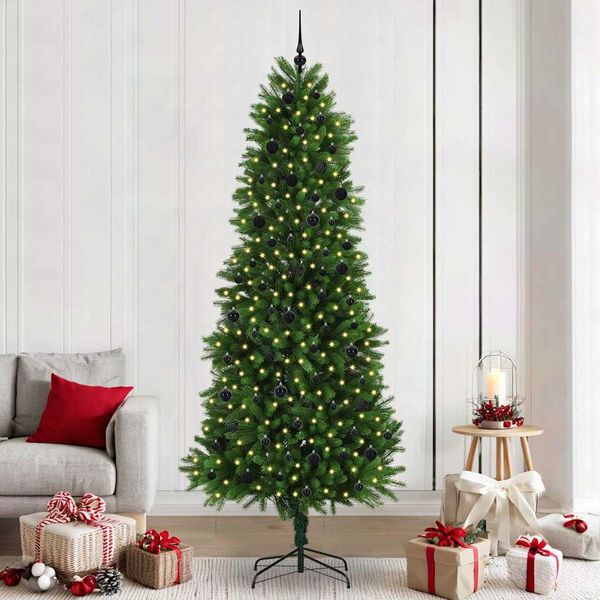 vidaXL Vianočný stromček s 300 LED-i so stojanom Zelená 240 cm PE