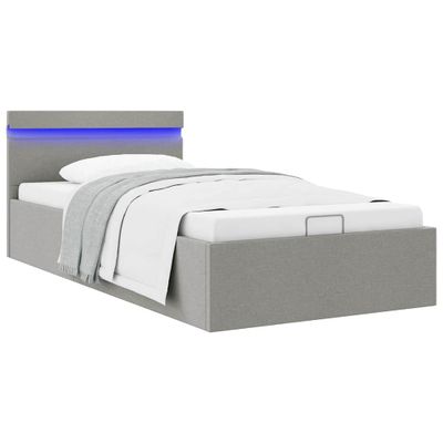 vidaXL Hydraulický posteľný rám+úložný priestor, LED, látka 90x200 cm