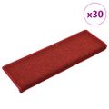 vidaXL Schodové rohože 30 ks 65x21x4 cm červené s obdĺžnikovým okrajom