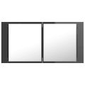 vidaXL LED kúpeľňová zrkadlová skrinka lesklá sivá 90x12x45 cm akryl