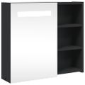 vidaXL Kúpeľňová zrkadlová skrinka s LED svetlom čierna 60x13x52 cm