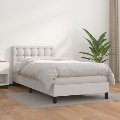 vidaXL Boxspring posteľ s matracom biela 80x200 cm umelá koža