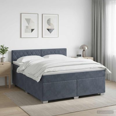 vidaXL Posteľ boxspring s matracom Tmavosivá 160 x 200 cm Zamat