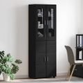 vidaXL Highboard FLORIN 60 x 35 x 182 cm Čierna Kompozitné drevo