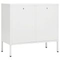 vidaXL Komoda biela 75x35x70 cm oceľ a tvrdené sklo