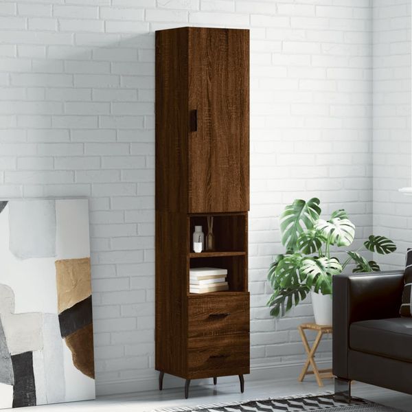 vidaXL Vysoká skrinka hnedý dub 34,5x34x180 cm spracované drevo