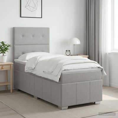 vidaXL LED boxspring posteľ s matracom Svetlosivá 80 x 200 cm Látka