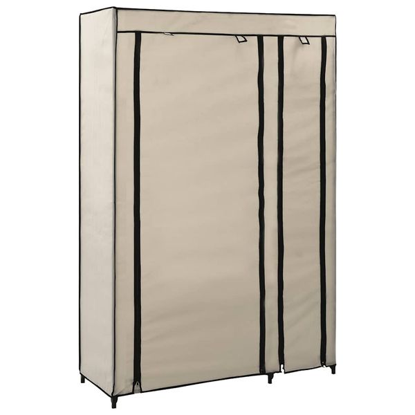 vidaXL Skladací šatník krémový 110x45x175 cm látkový