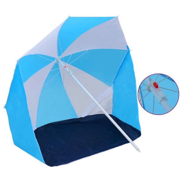 vidaXL Plážový slnečník modro-biely 180 cm látkový