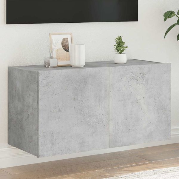 vidaXL TV nástenná skrinka s LED svetlami betónovo sivá 80x35x41 cm