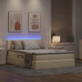 vidaXL LED úložná posteľ s matracom Krémová 140 x 190 cm Látka