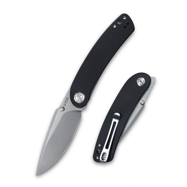 Kubey KU344H Momentum vreckový nôž 8,7 cm, Bead Blasted, čierna, G10, spona