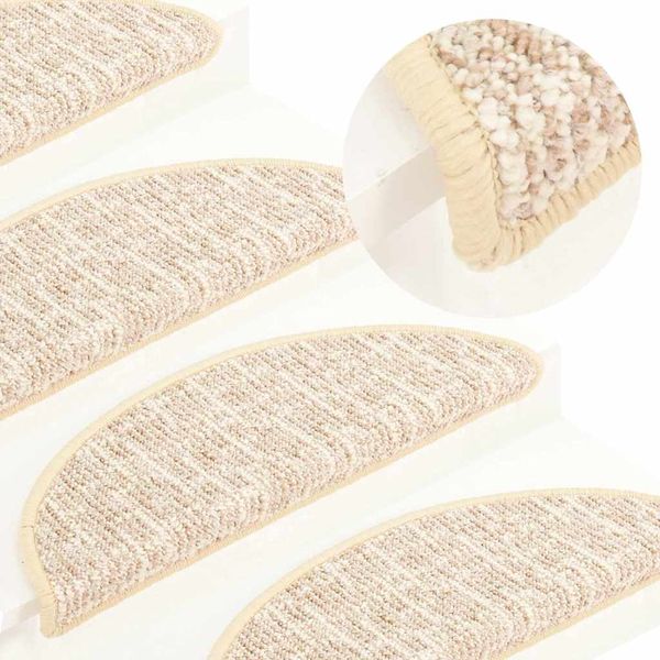 vidaXL Kobercové nášľapy na schody 15 ks krémové 65x21x4 cm