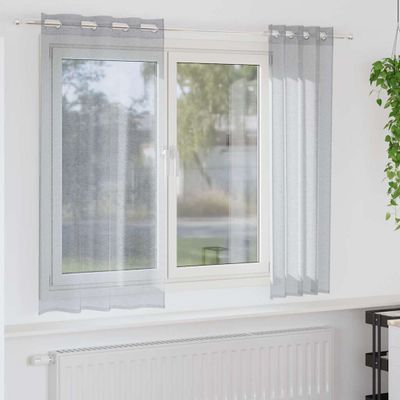 vidaXL Voile záclona 2 pcs Tmavo šedá 175 x 140 cm Polyester