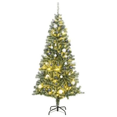 vidaXL Umelý vianočný stromček 300 LED, súprava gulí a sneh 180 cm
