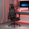 vidaXL Herná stolička s opierkou na nohy čierna a vínová umelá koža