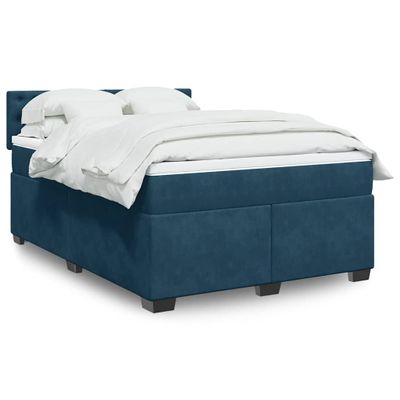 vidaXL Posteľný rám boxsping s matracom tmavomodrý 140x200 cm zamat