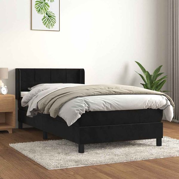 vidaXL Posteľný rám boxspring s matracom čierny 100x200 cm zamat