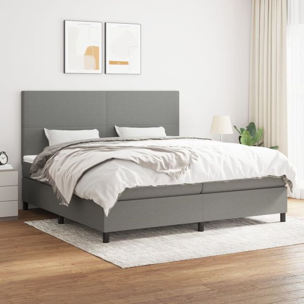 vidaXL Boxspring posteľ s matracom tmavosivá 200x200 cm látka