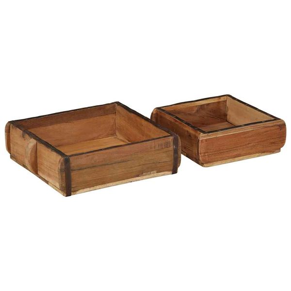 vidaXL Podnos 2 pcs Hnedá 29 x 31 x 10 cm Masívne obnovené drevo