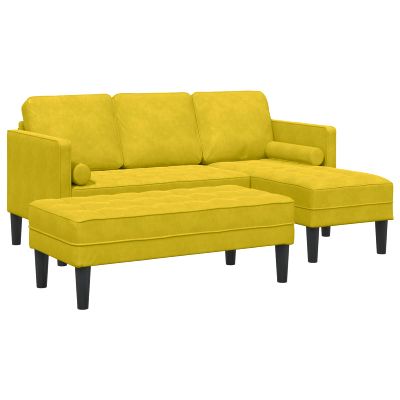 vidaXL Sada pohoviek s vankúšom 2 pcs Žltá Polyester