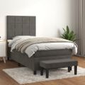 vidaXL Posteľný rám boxspring s matracom tmavosivý 90x200 cm zamat