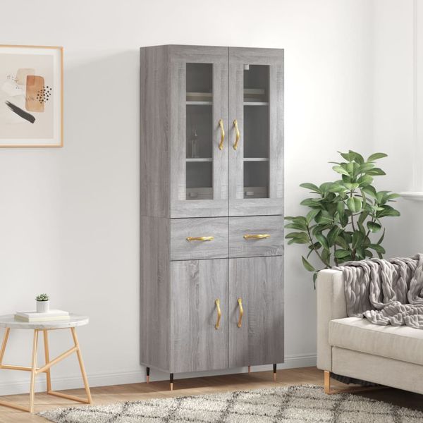 vidaXL Vysoká skrinka sivý dub sonoma 69,5x34x180 cm spracované drevo