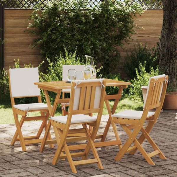 vidaXL Záhradné bistro stoličky 4 pcs Krémovo biela