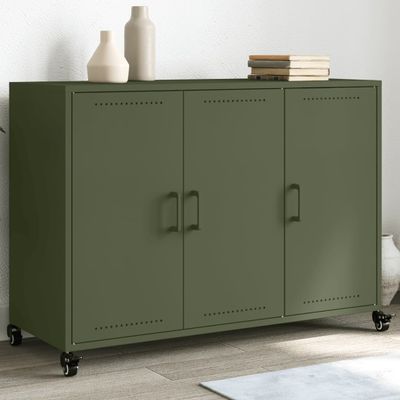 vidaXL Komoda olivovozelená 100,5x39x72 cm oceľ