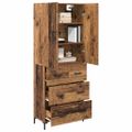 vidaXL Highboard Staré drevo 69,5 x 34 x 180 cm Kompozitné drevo