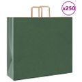 vidaXL Papierové tašky 250 ks s rúčkami, zelené, 54x15x49 cm