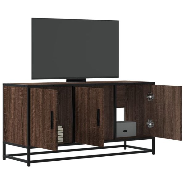 vidaXL TV skrinka hnedý dub 100x35x50 cm kompozitné drevo a kov