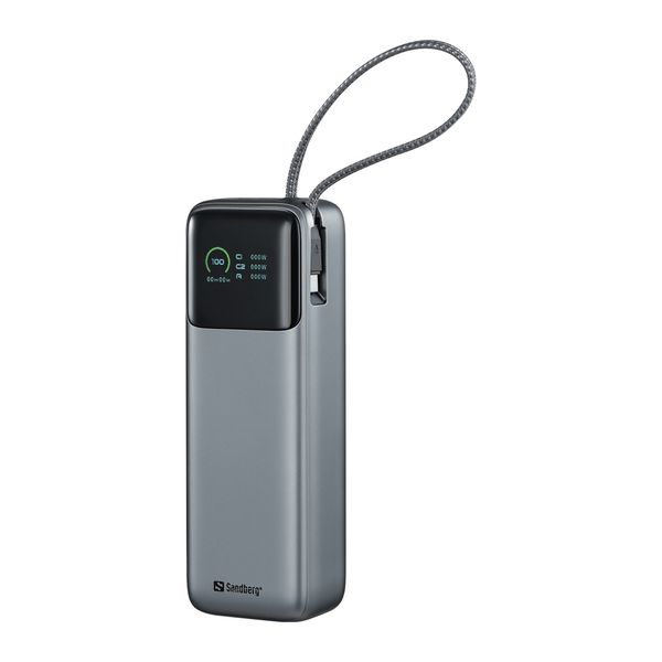Sandberg All-in1 Powerbank 20000 mAh PD 130W, powerbanka s USB-C káblom, čierna