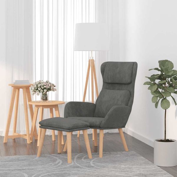 vidaXL Relaxačné kreslo s podnožkou tmavosivé zamat