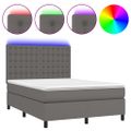 vidaXL Boxspring posteľ s matracom a LED sivá 140x190 cm umelá koža