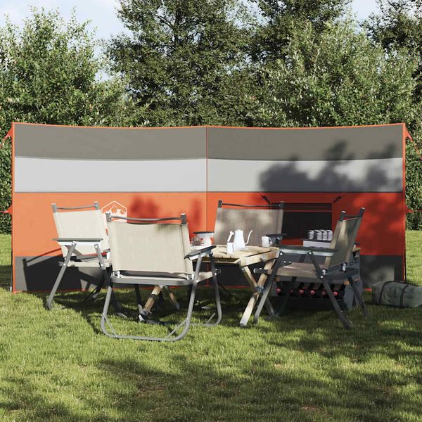 vidaXL Kempingový vetrolam sivo-oranžový 340x130 cm vodeodolný