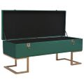 vidaXL Lavica s úložným priestorom 105 cm, zelená, zamat