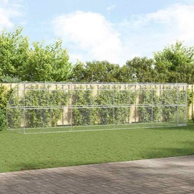 vidaXL Psí kennel 4 pcs Strieborná 8 x 2 x 2 m Pozinkovaná oceľ
