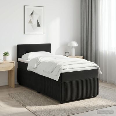vidaXL Posteľ boxspring s matracom Čierna 80 x 200 cm Zamat