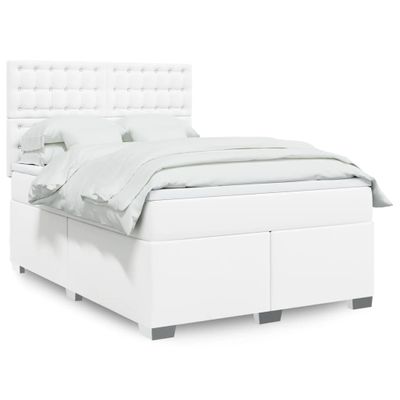 vidaXL Boxspring posteľ s matracom biela 160x200 cm umelá koža