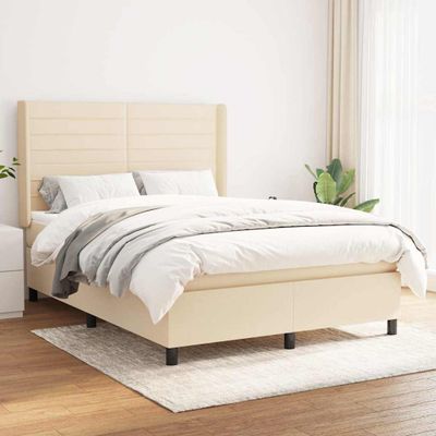 vidaXL Boxspring posteľ s matracom krémový 140x190 cm látka