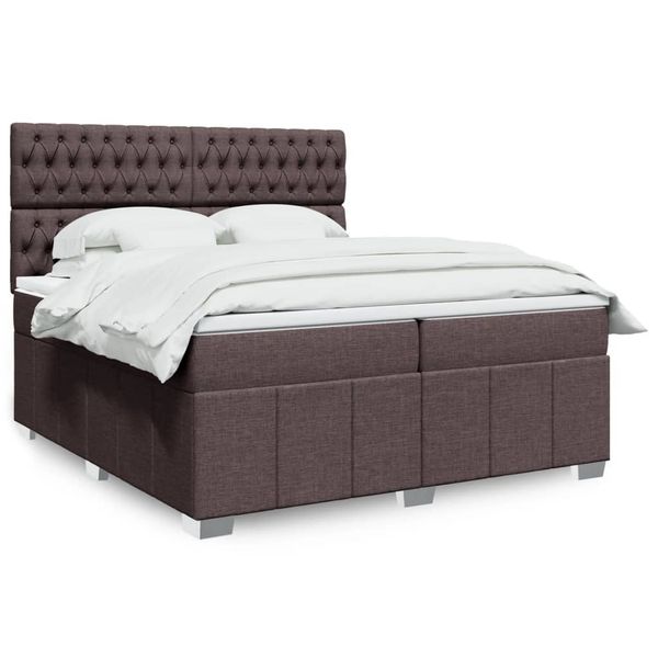 vidaXL Boxspring posteľ s matracom tmavohnedá 200x200 cm látka