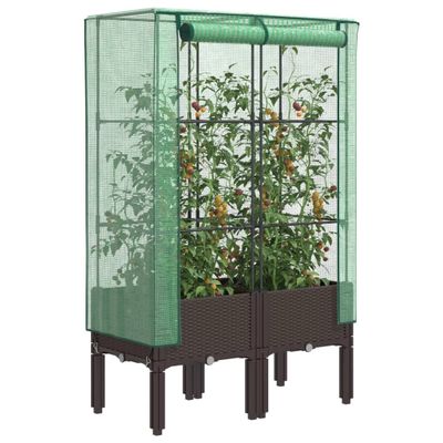 vidaXL Záhon s krytom na skleník ratanový vzhľad 80x40x140 cm