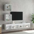 vidaXL 5-dielne TV nástenné skrinky s LED biele kompozitné drevo