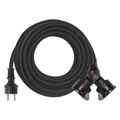 Predlžovací kábel EMOS P0602 spojka 15m / 2 zásuvky / čierny / guma / 230 V / 1,5 mm2
