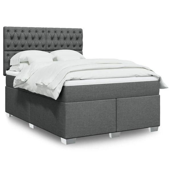 vidaXL Boxspring posteľ s matracom tmavosivá 160x200 cm látka