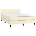 vidaXL Boxspring posteľ s matracom a LED krémová 140x190 cm umelá koža