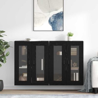 vidaXL Nástenné skrinky 2 pcs Čierny dub 69,5 x 34 x 90 cm
